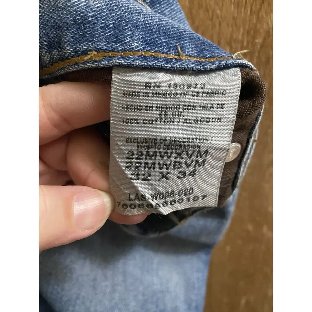 Twenty X Mens 32 x 34 Style 22 Relaxed Fit Faded Straight Leg Denim Blue Jeans